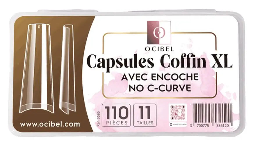 Capsules Soft Gel Coffin XL No Curve Transparente avec petite encoche - 110 Pièces OCIBEL