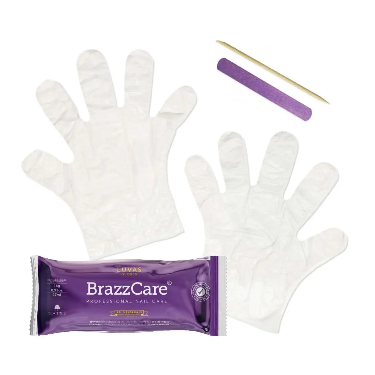 Carton 90 sachets BrazzCare BalbCare Gant Manucure Brésilienne inclus 1 Lime et Bâtonnet OCIBEL