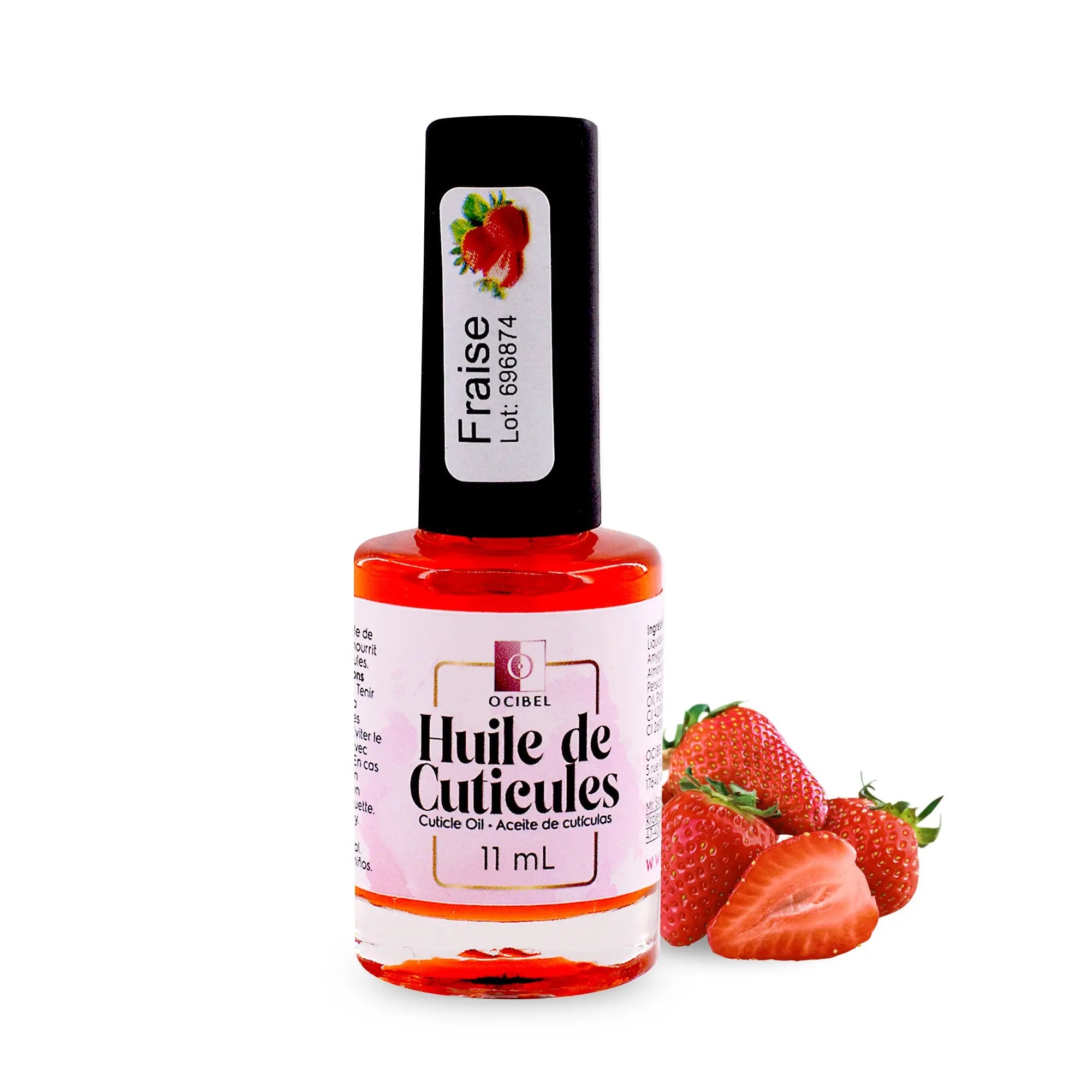 Huile cuticules Fraise 11ml – Soin ongles parfumé OCIBEL