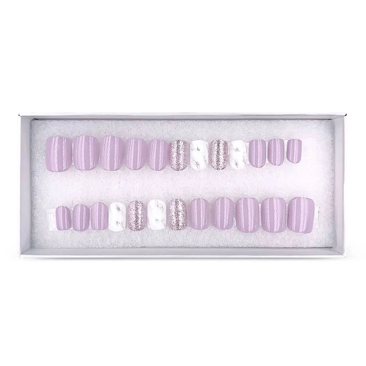 Press On Nails Faux Ongles Réutilisables - Extra Short Carré Mauve OCIBEL