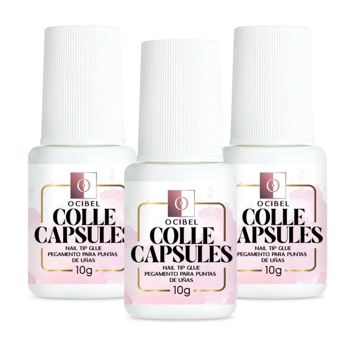 3 Colles Extra Forte pour Faux Ongles 3x10g = 30g (30ml) - Pinceau applicateur pour Capsules en Gel, Plastique, Acrylique et Strass OCIBEL