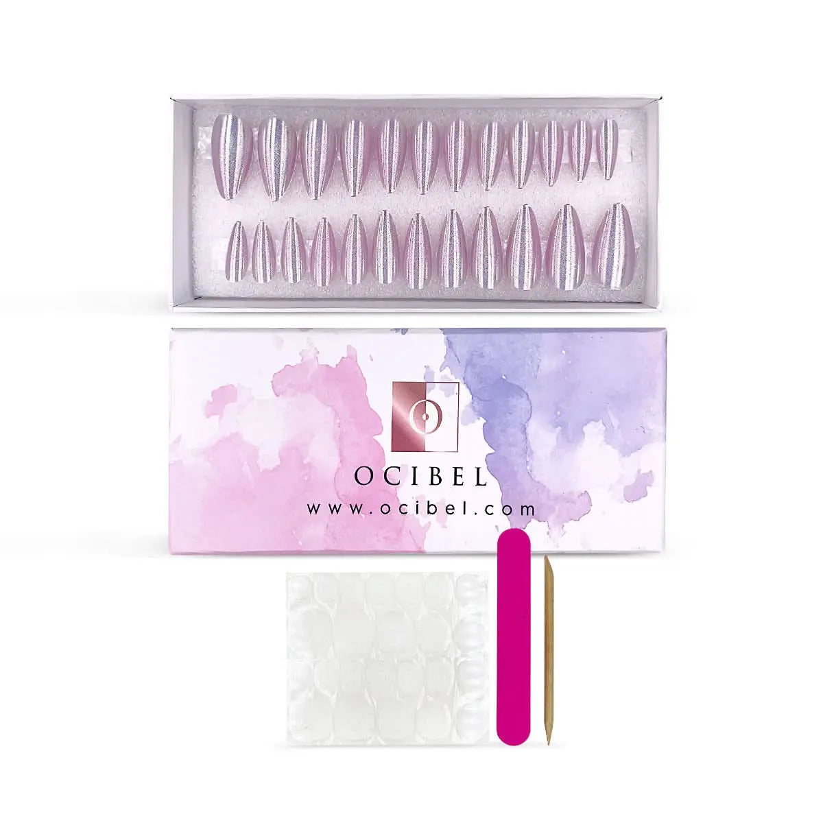 Press On Nails Faux Ongles Réutilisables - Medium Amande Mauve Licorne OCIBEL